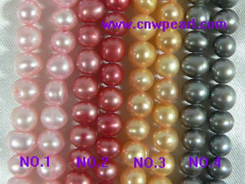 4-5mm beautiful dye color freshwater pearl strands wholesale